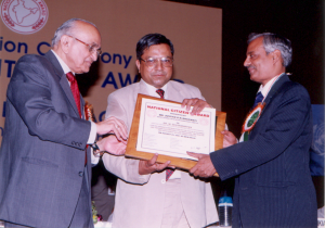 National Citizen Award from Justice PN Bhagwati 25 Aug. 2001